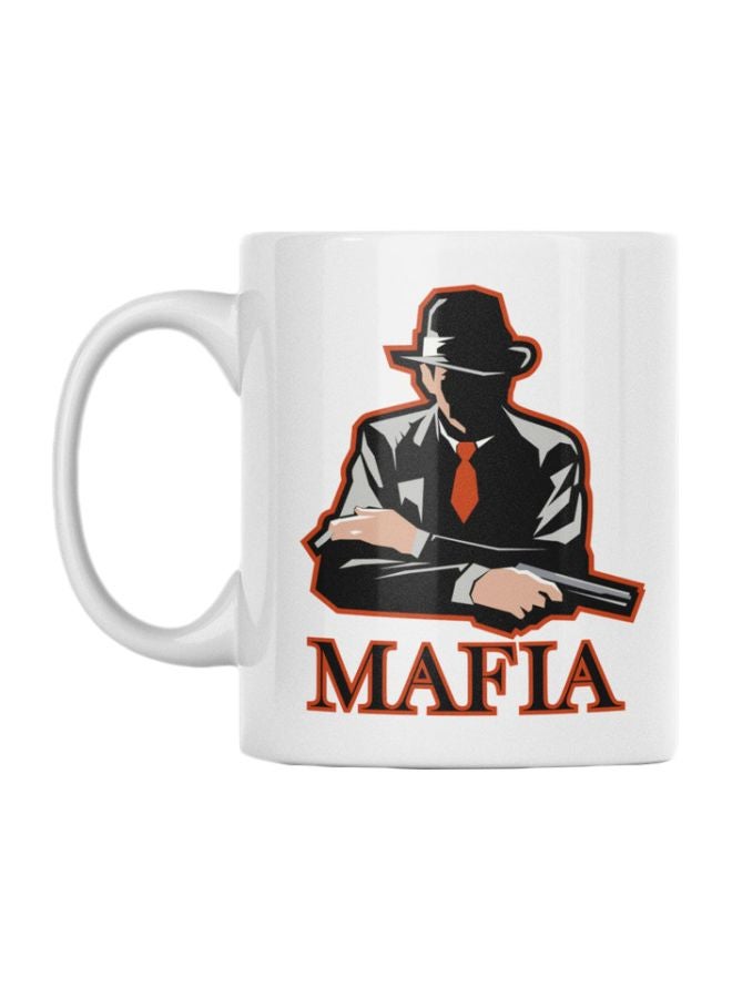 Atiq Mafia Printed Coffee Mug White/Black/Orange 