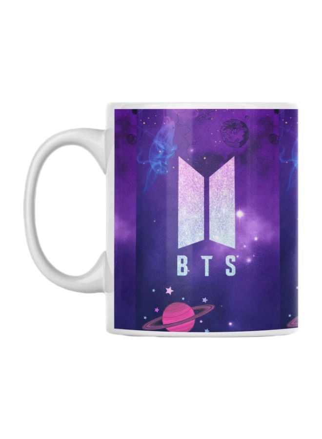 Atiq - BTS Word Printed Mug White/Purple 350ml - Image 1