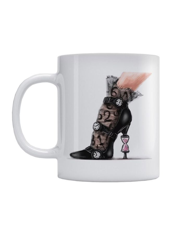 Atiq Sand Watch Shoe Printed Coffee Mug White/Black/Brown 350ml