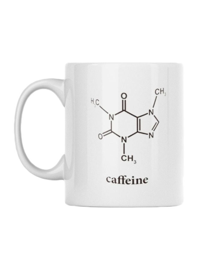 أتيك كوب مج قهوة بطبعة كلمة Caffeine أبيض/ أسود 350ملليلتر