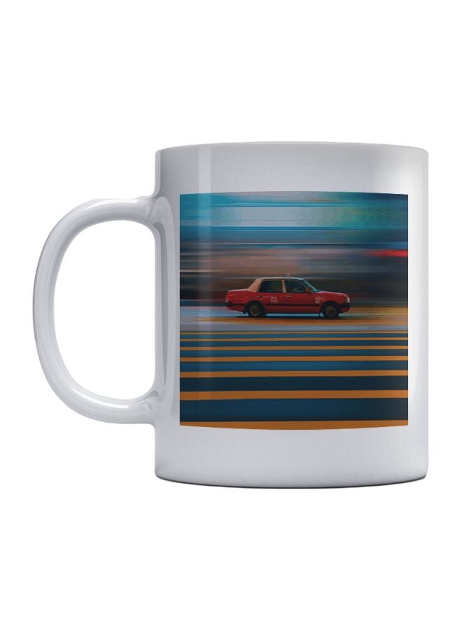 Atiq Taxi Printed Mug White/Red/Blue