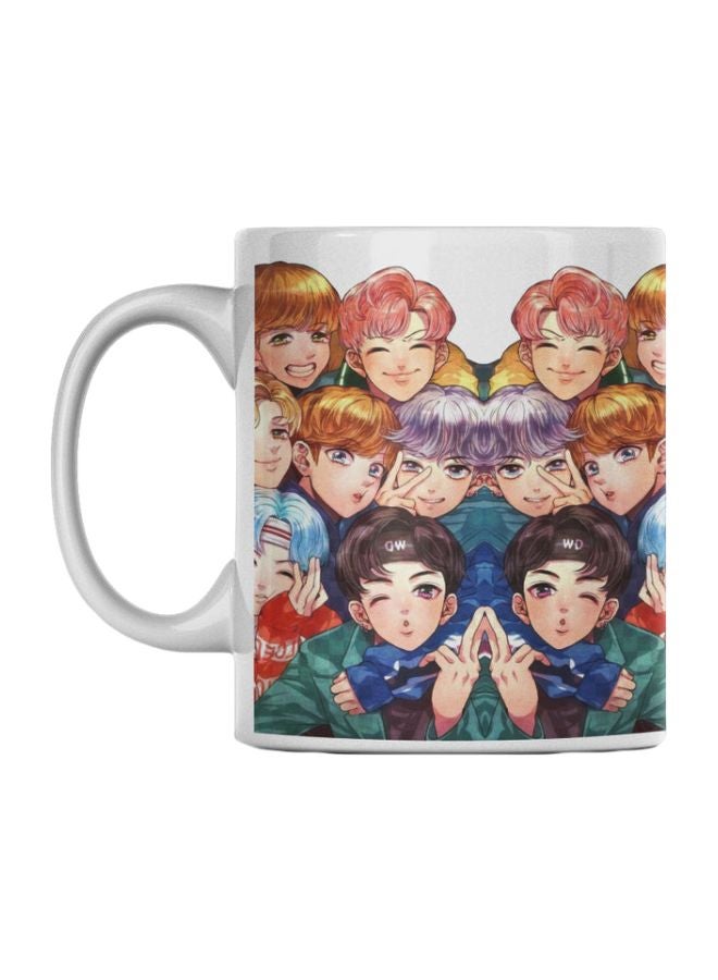Atiq BTS Anime Printed Mug White/Pink/Blue 350ml
