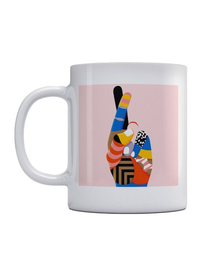 Atiq Hand Pop Art Printed Mug White/Pink/Yellow