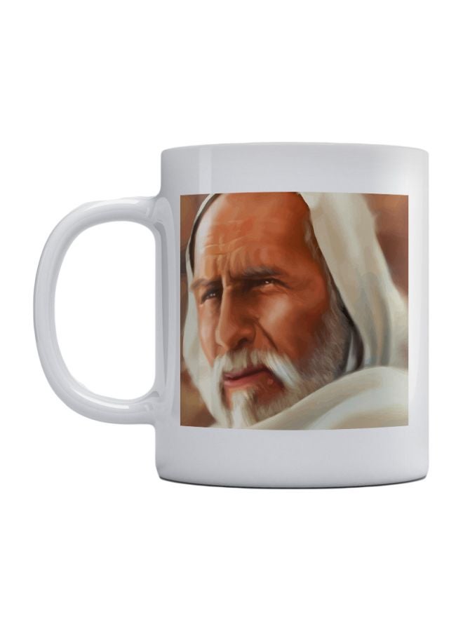 Atiq Omar Al-Mokhtar Portrait Printed Mug White/Brown