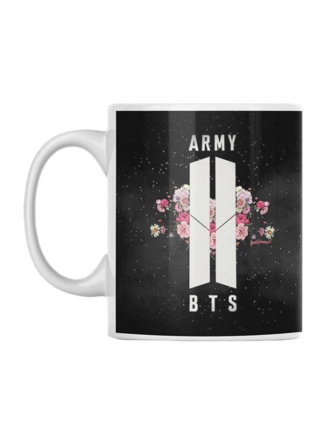 أتيك كوب مطبوع عليه عبارة "BTS" أبيض/أسود/وردي 350ملليلتر 