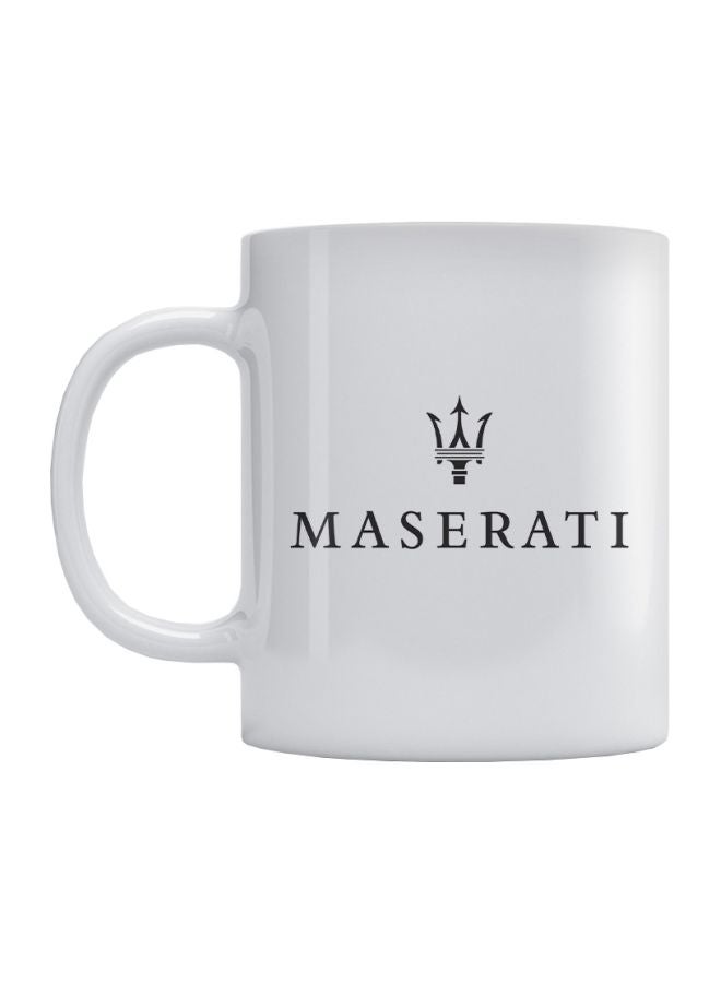 Atiq Maserati Logo Printed Mug White/Black 350ml