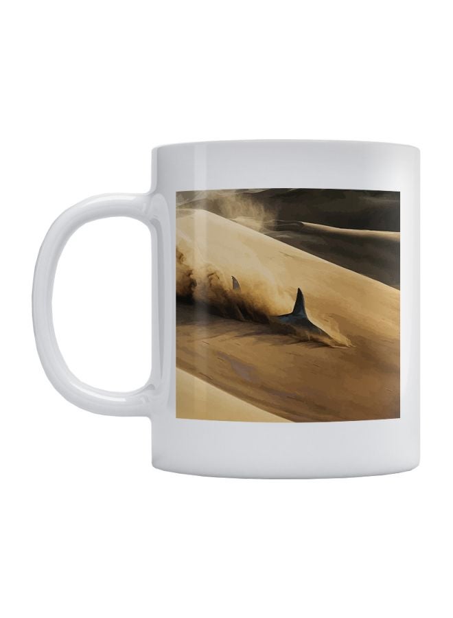 Atiq Desert Shark Printed Ceramic Mug White/Brown 