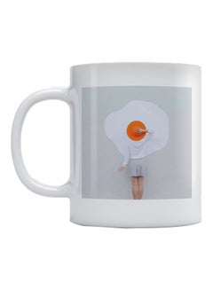 Atiq Printed Ceramic Mug White/Orange/Grey 