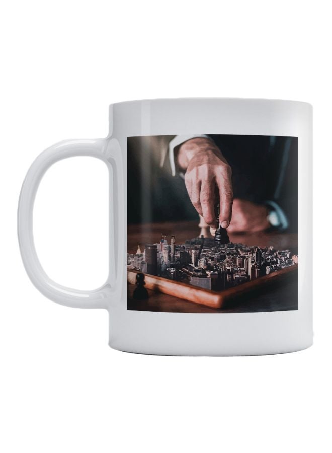 Atiq Chess Printed Ceramic Mug White/Brown/Black 