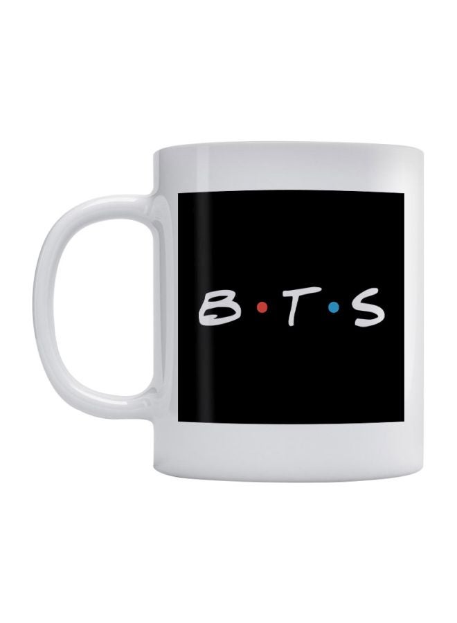 Atiq BTS Squad`s Logo Printed Ceramic Mug White/Black/Blue 350ml 