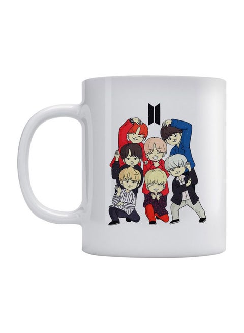 BTS Squad Anime Printed Mug White/Blue/Red 350ml