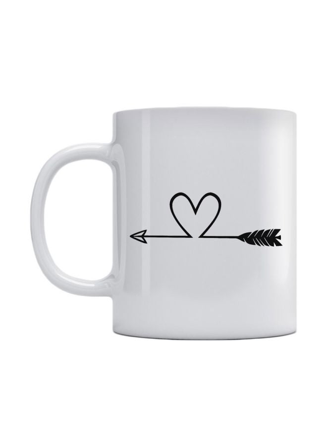 Atiq - Love Heart Printed Mug White/Black - Image 1