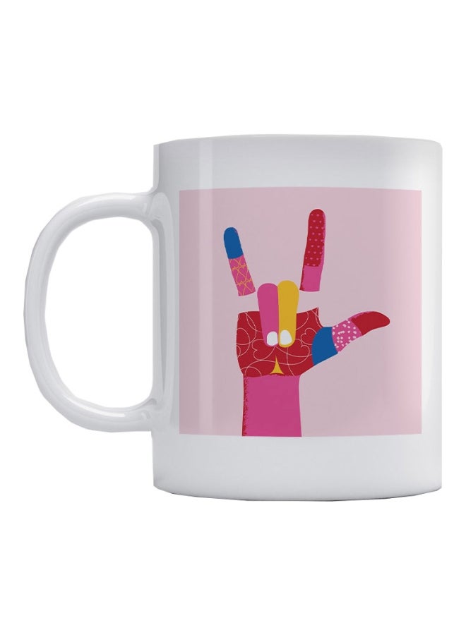 Atiq A Hand Pop Art Printed Mug Pink/Yellow/White 