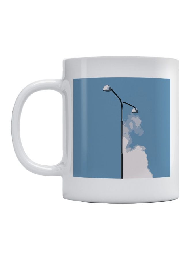 Atiq Street Light Printed Mug White/Black/Blue 