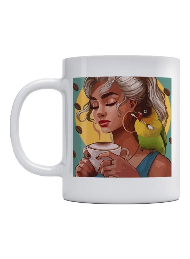 أتيك مج بطبعة تصميم لمحبي القهوة أصفر/بني/أزرق 350ملليلتر