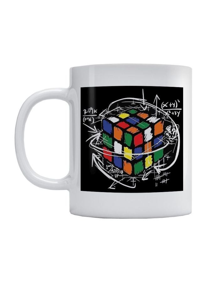 Atiq Rubik's Cube Printed Mug White/Black/Red 350ml