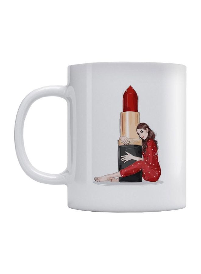 أتيك مج بطبعة أحمر شفاه أبيض/أحمر/أسود