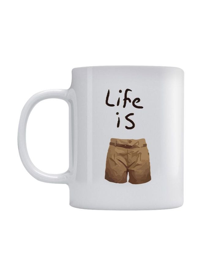 Atiq Life Is Short Printed Mug White/Black/Brown 