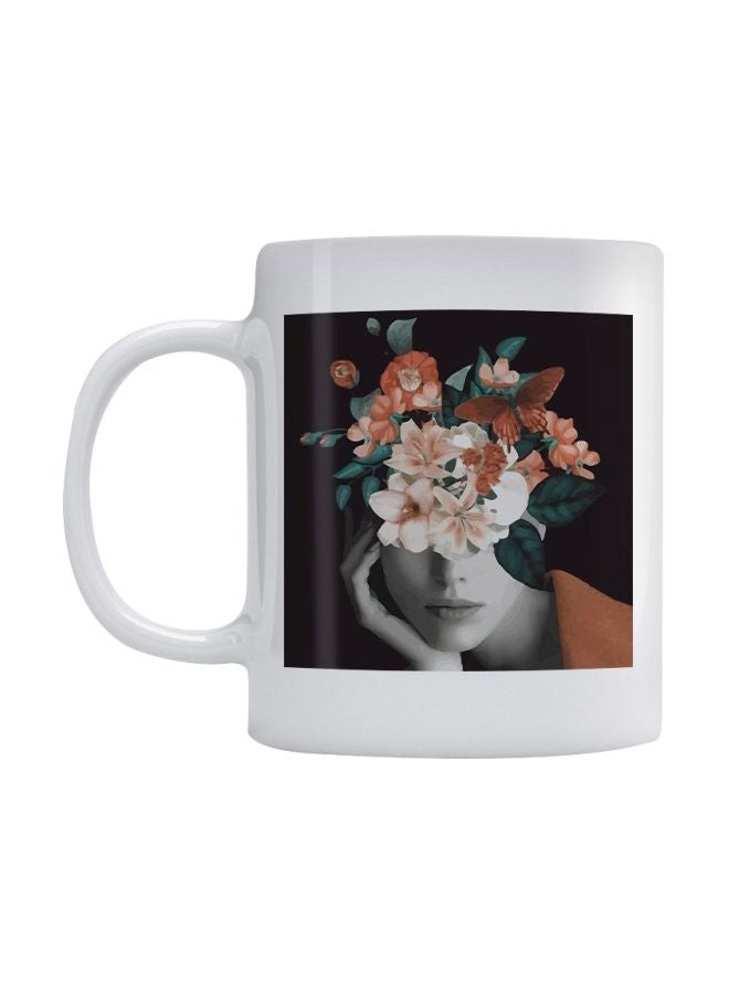Flower Printed Coffee Mug White/Black/Green