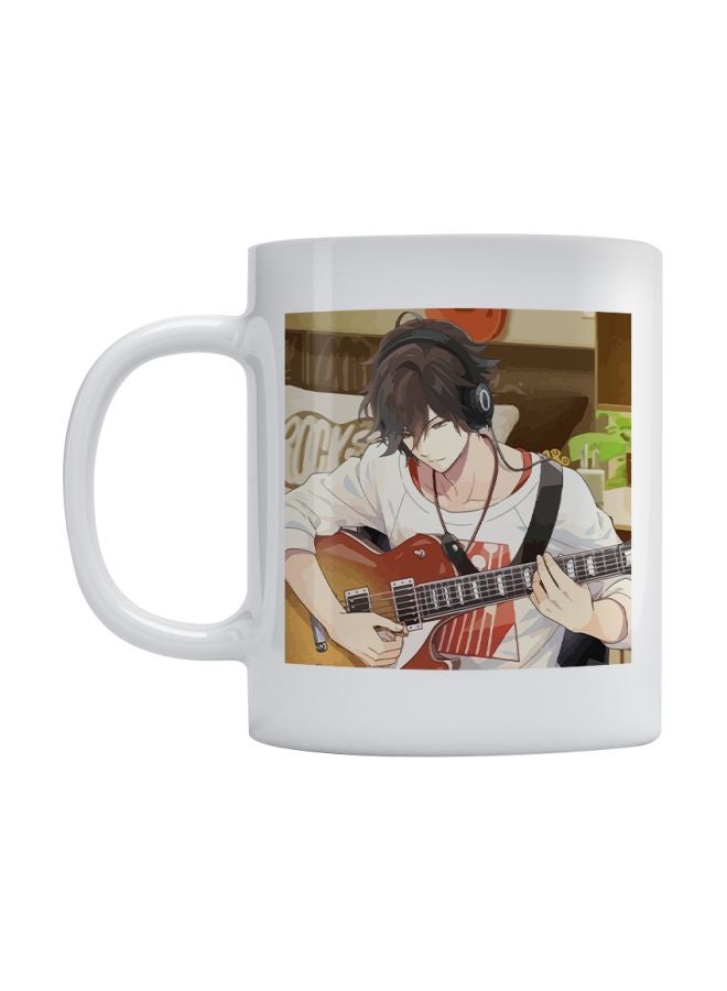 Atiq Guitar Player Printed Mug White/Red/Beige 
