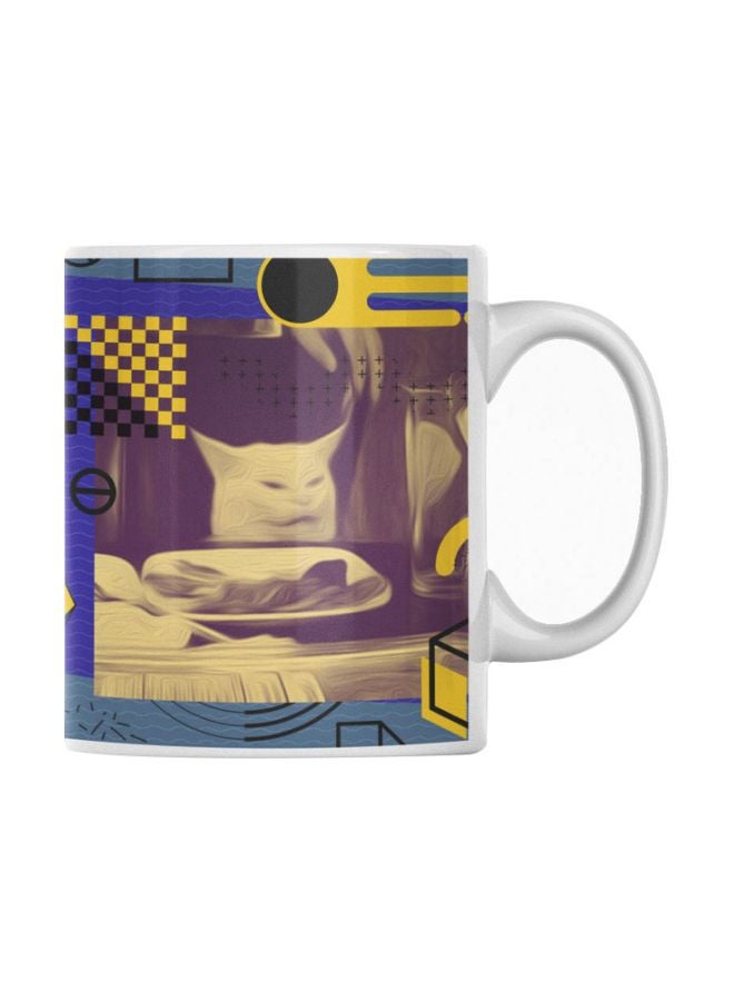 أتيك مج سيراميك مزين بطبعة أسود/ بيج/ أصفر