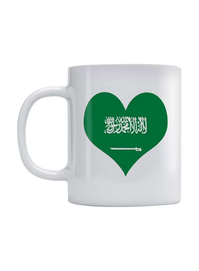 أتيك مج بطبعة تحمل عبارة Saudi Arabia Lover أبيض/أخضر 350ملليلتر 