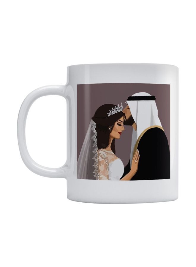 مج مُصمم بطبعة حفل زفاف أبيض/بني/ بيج 350ملليلتر