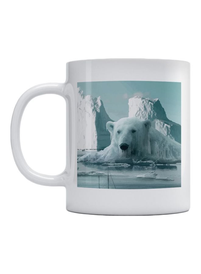 أتيك مج مزين بطبعة دب قطبي أبيض/رمادي/أسود