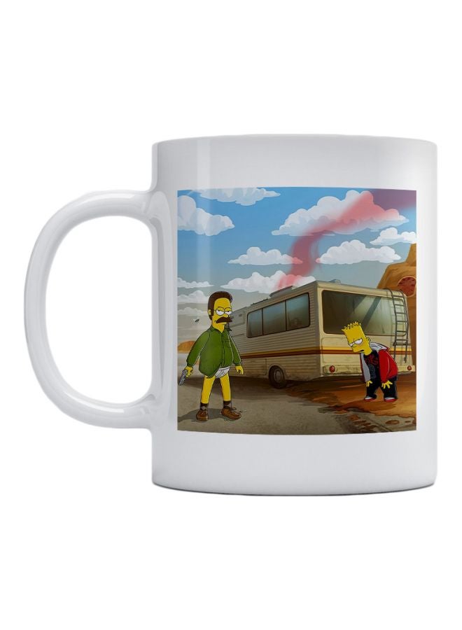 Simpsons like Breaking Bad Printed Ceramic Mug White/Red/Yellow