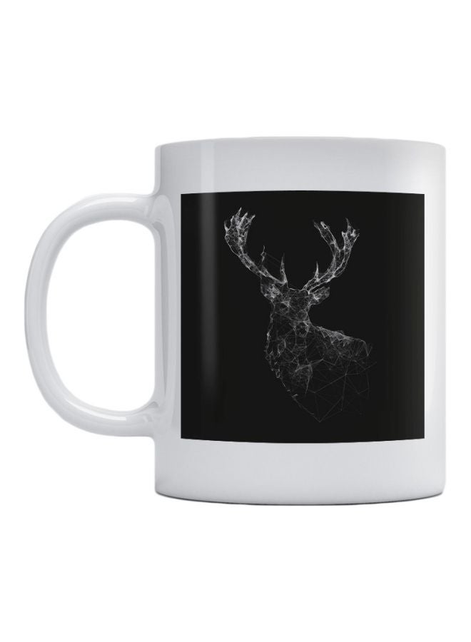 أتيك مج مصنوع من السيراميك بطبعة غزال أسود/ أبيض