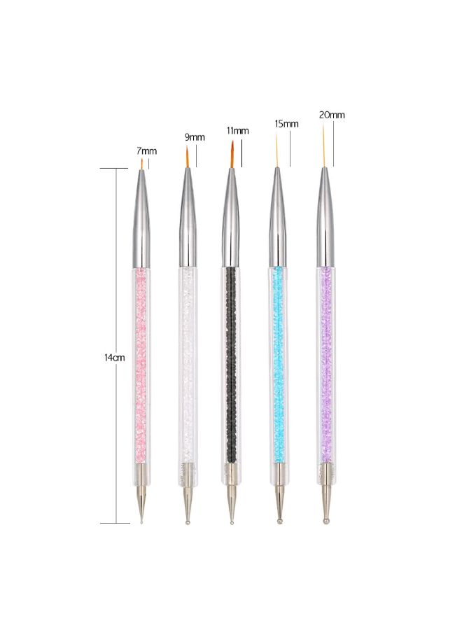 5-Piece Nail Art Painting Brush Set Multicolour - Image 3