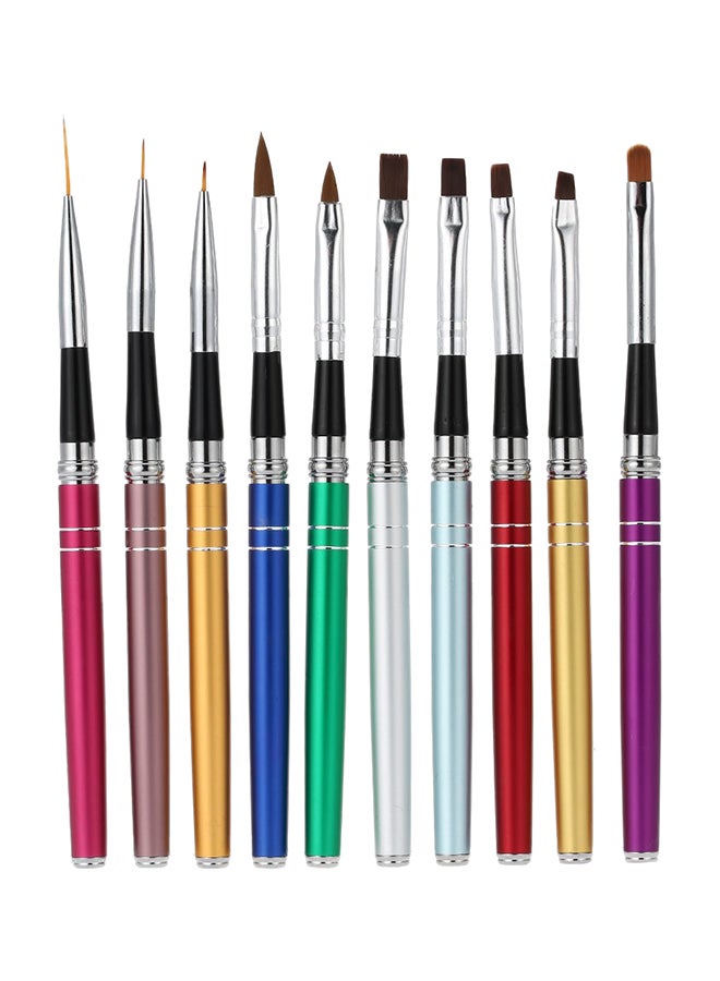 مجموعة فرش للرسم على الأظافر من 10 قطع متعدد الألوان - Image 1