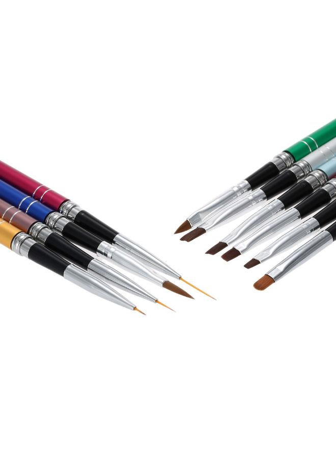 مجموعة فرش للرسم على الأظافر من 10 قطع متعدد الألوان - Image 4