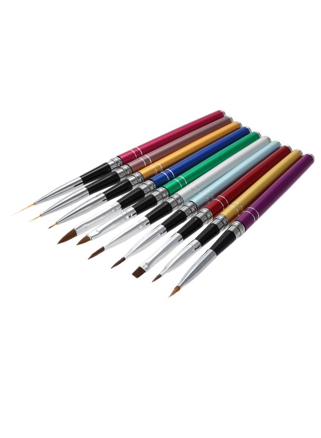 مجموعة فرش للرسم على الأظافر من 10 قطع متعدد الألوان - Image 5