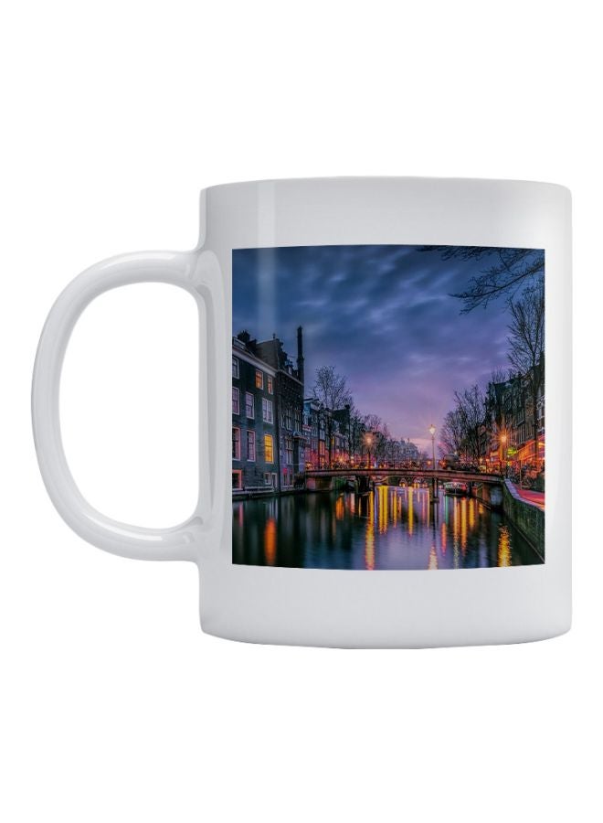 Amsterdam City Printed Coffee Mug White/Black/Blue