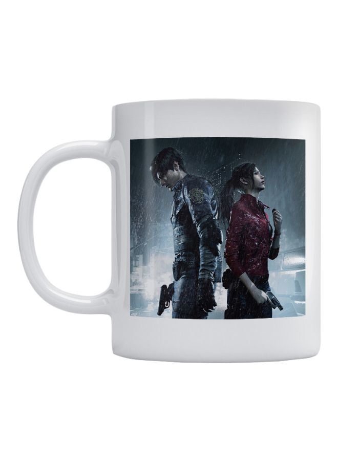 Atiq Resident Evil Game Printed Ceramic Coffee Mug White/Grey/Red 350ml 