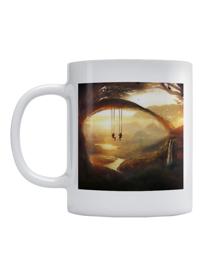 Atiq Swings Printed Mug White/Beige/Black