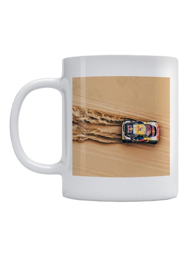 Atiq Rally Car Printed Mug White/Brown/Yellow 