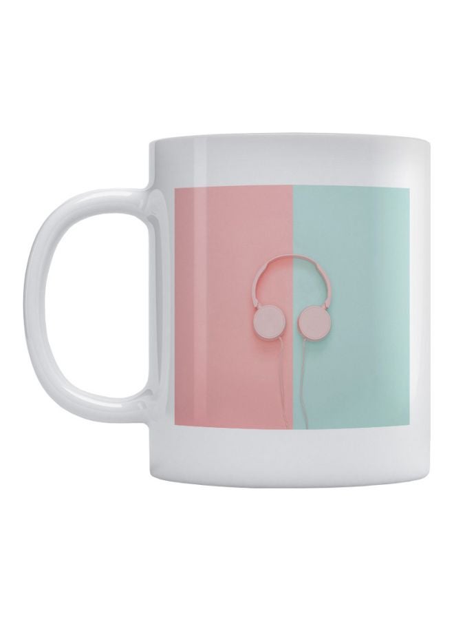 أتيك قدح بطبعة صورة سماعات رأس أبيض/أزرق/أخضر