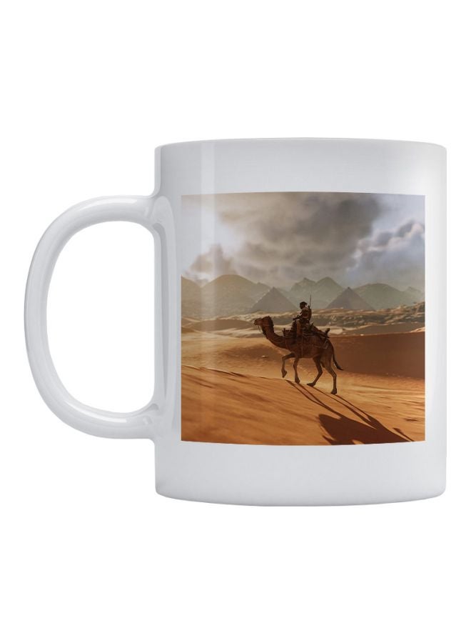 أتيك كوب مطبوع عليه صورة جمل أبيض/بيج/بني