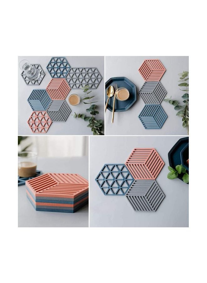 Generic - 6-Piece Silicone Pot Holder Set Red/Blue 8cm - Image 1