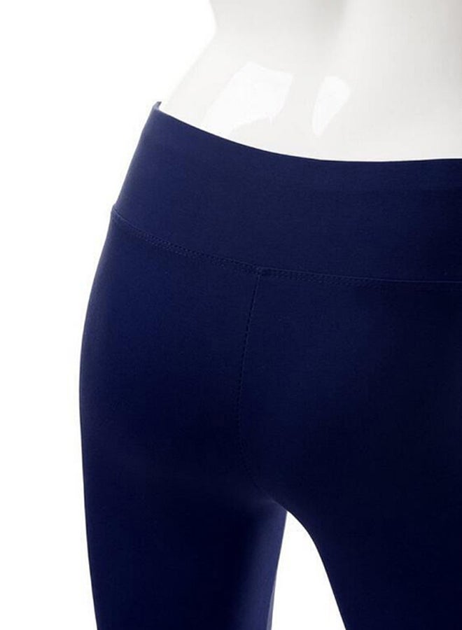 Generic - Solid Pattern Boot Cut Tummy Control Workout Yoga Pants Dark Blue - Image 1