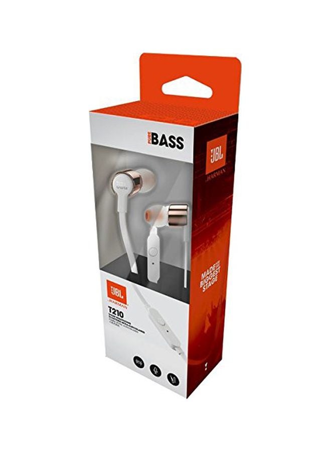 JBL - T210 WIred In-Ear Headphones With Mic RoseGold/White - Image 1