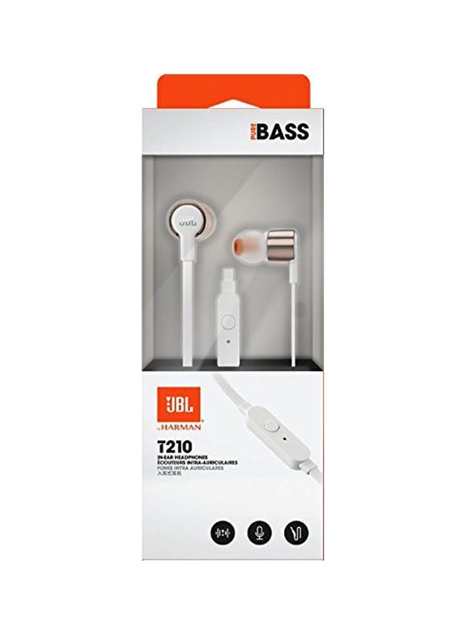 JBL - T210 WIred In-Ear Headphones With Mic RoseGold/White - Image 1