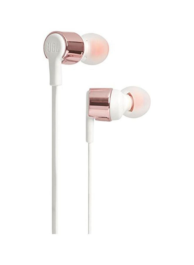 JBL - T210 WIred In-Ear Headphones With Mic RoseGold/White - Image 1