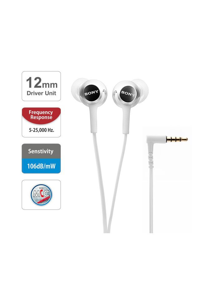Sony MDR-Ex250AP In-Ear Headphone With Mic White - Image 3