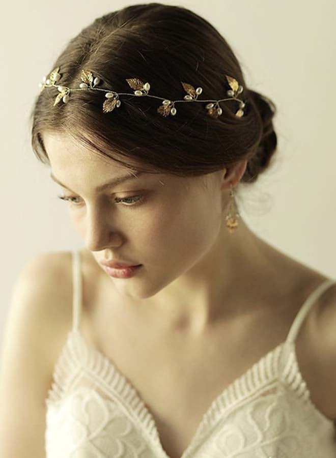 Beauenty Delicate Leaf Vine Hair Chain Gold 41 x 5cm - Image 3