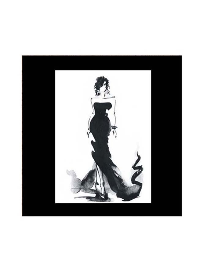 أتيك لوحة فنية بتصميم لوجه امرأة أبيض/أسود/رمادي 30x30سم  - Image 1