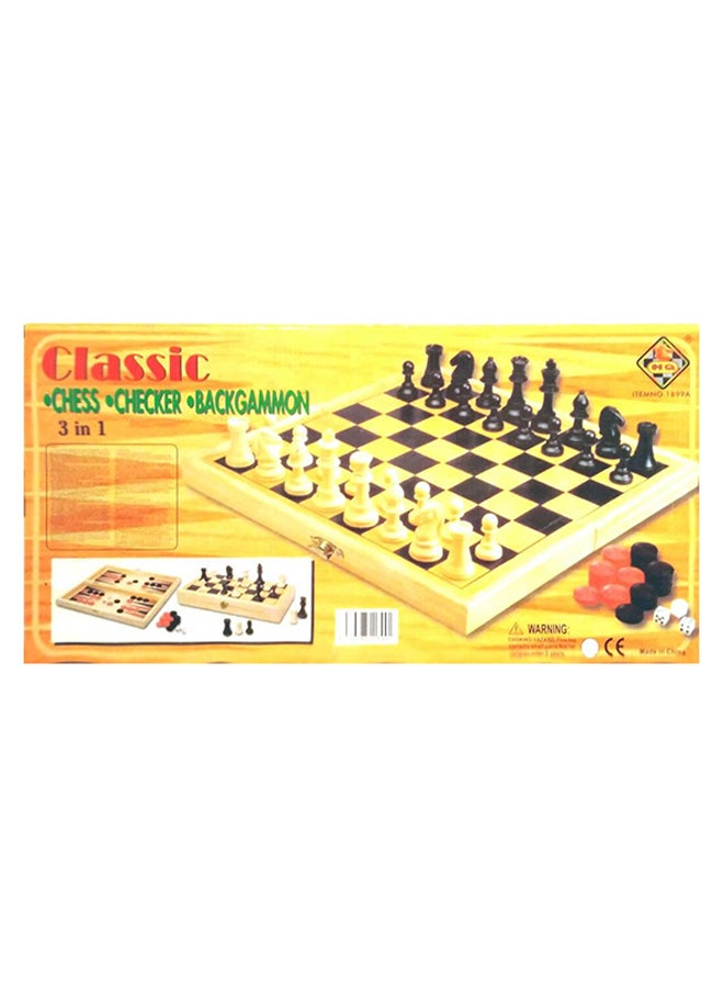 أتش كيو مجموعة الشطرنج الخشبية بتصميم كلاسيكي 3 في 1 50 x 50سم - Image 1