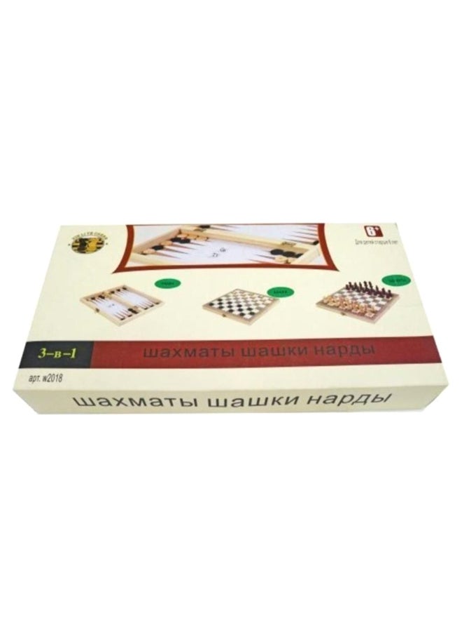 3-In-1 Wood Chess Set - Image 1